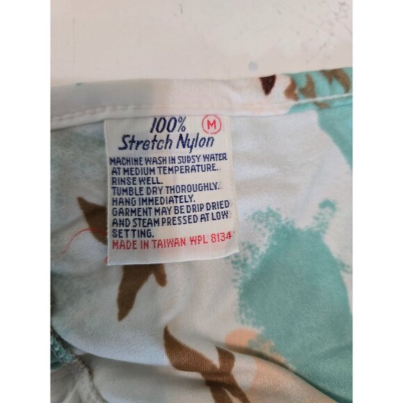 Vintage 70s Halter Top Bird Print Turquoise & Beige M Festival Hippie Stevie - Picture 4 of 5